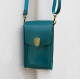 Women's leather mobile phone bag crossbody in turquoise color