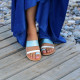 MADES leather sandals - light blue - white - light blue glitterExclusive collection