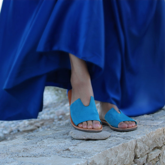 PAROS leather sandals - blue colorColor collection