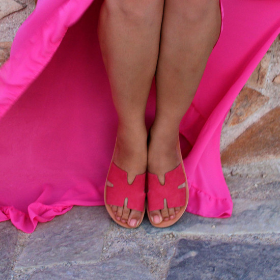 PELAGIA leather sandals - pink colorColor collection