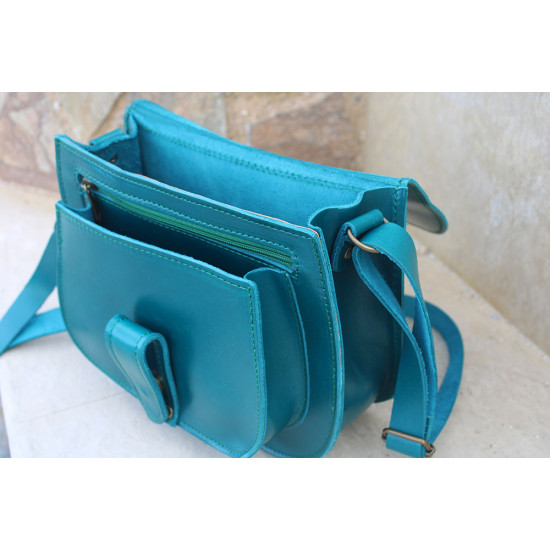 DONUSA leather handbag - turquoise color