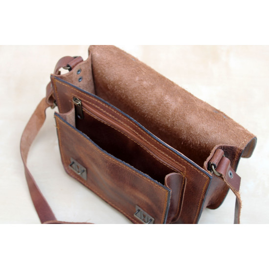 ITHAKA leather handbag - chocolate color