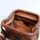 Hand-stitched women's leather handbag Kumeli in chocolate colour with buckle