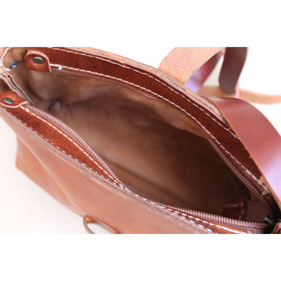 SARIA leather handbag - natural colour