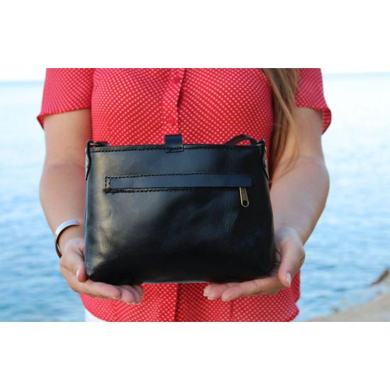 Women's leather handbag SARIA - black | MARAKI