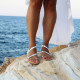 Women's leather sandals Knossos in silver color