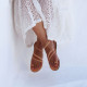 Women's leather sandals in natural colour