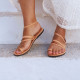 Women's leather sandals in natural colour