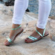 Zakros Women's Sandals in Green and Silver