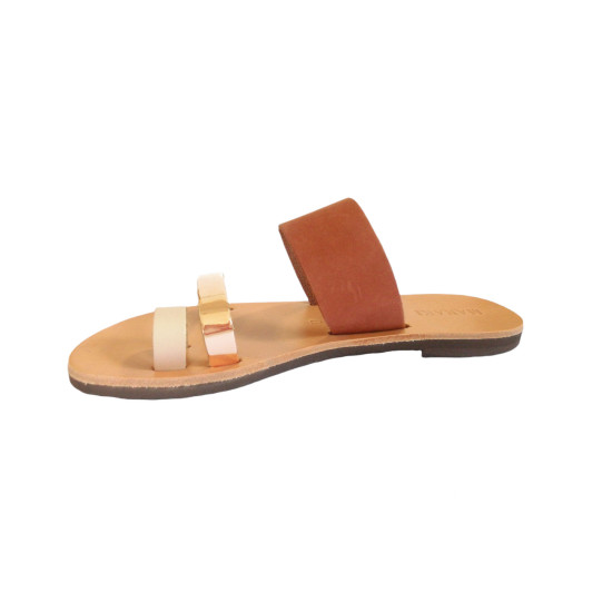 MADES leather sandals - beige - copper - brownExclusive collection