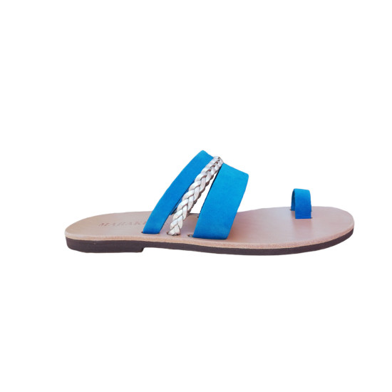 MYRTOS leather sandals - blue & silverColor collection