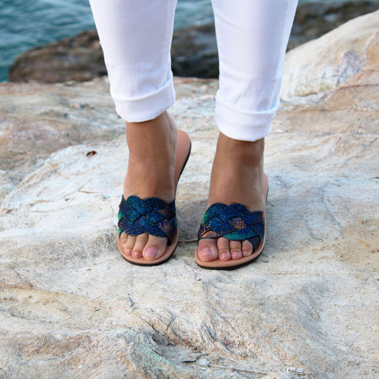 Elegant women's Nemea sandals made of real cowhide leather