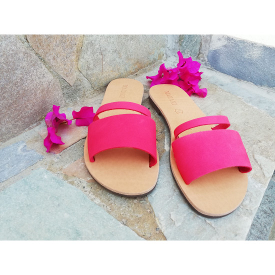 PATMOS leather sandals - coral colorColor collection