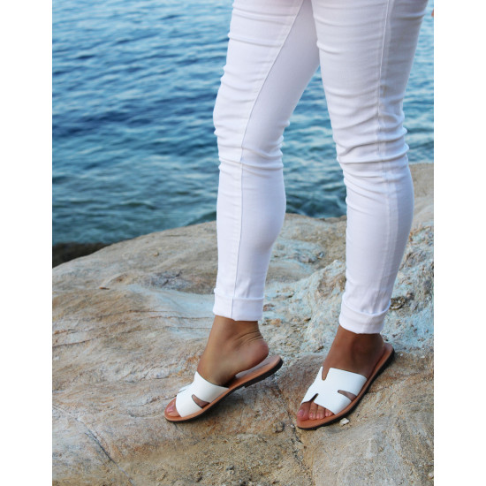 PELAGIA leather sandals - white