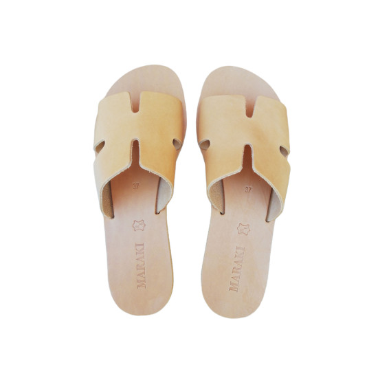 PELAGIA leather sandals - natural colorNatural leather collection