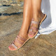 Women's handmade leather sandals for summer in pink-chocolate color