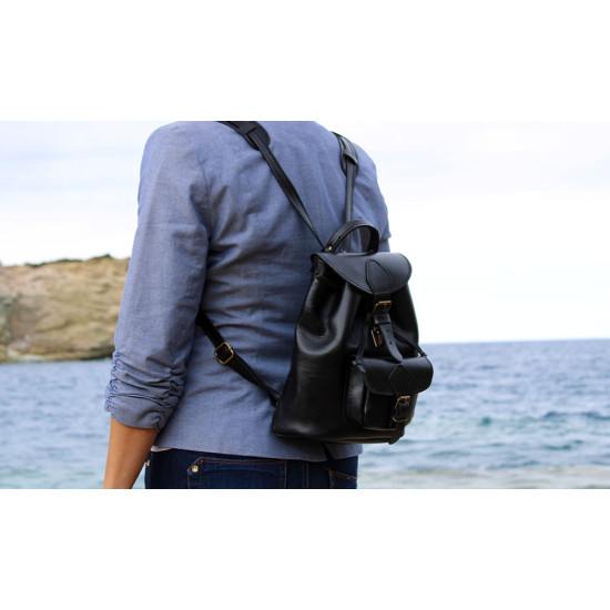 TILOS leather backpack - blackWomen s leather backpacks