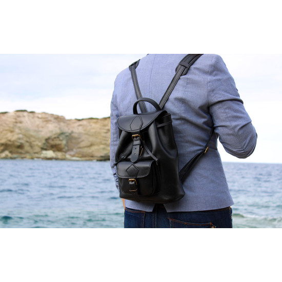 TILOS leather backpack - blackWomen s leather backpacks