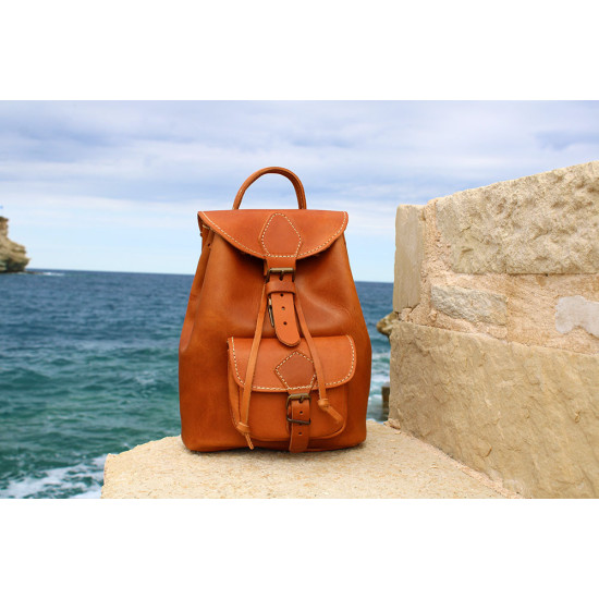 TILOS leather backpack - light brownWomen s leather backpacks