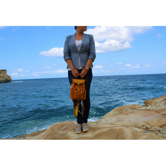 TILOS leather backpack - yellowWomen s leather backpacks